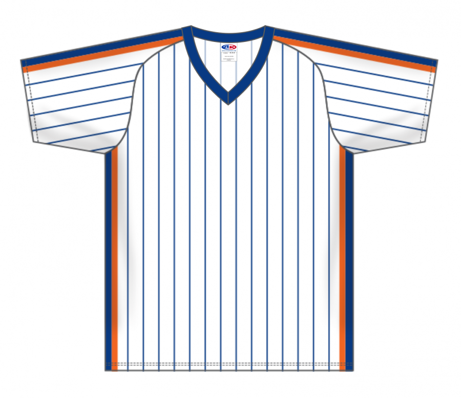 Athletic Knit AK Custom ZBA12 NYM6046 NY Mets White Pinstripe Sublimated Baseball Jersey Ladies 3XL