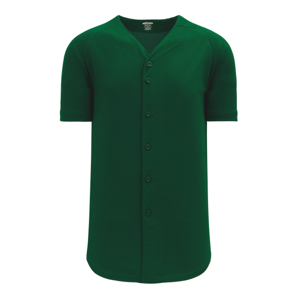 Athletic Knit (AK) BA5200M-029 Mens Dark Green Full Button Baseball Jersey