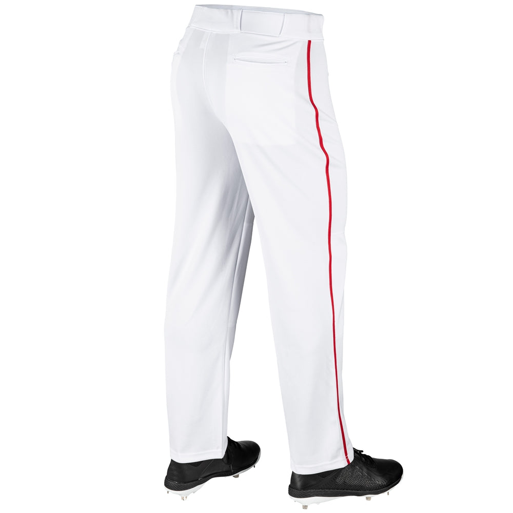 Champro BP41U White with Scarlet/Red Braid MVP Open Bottom Youth Baseball  Pant