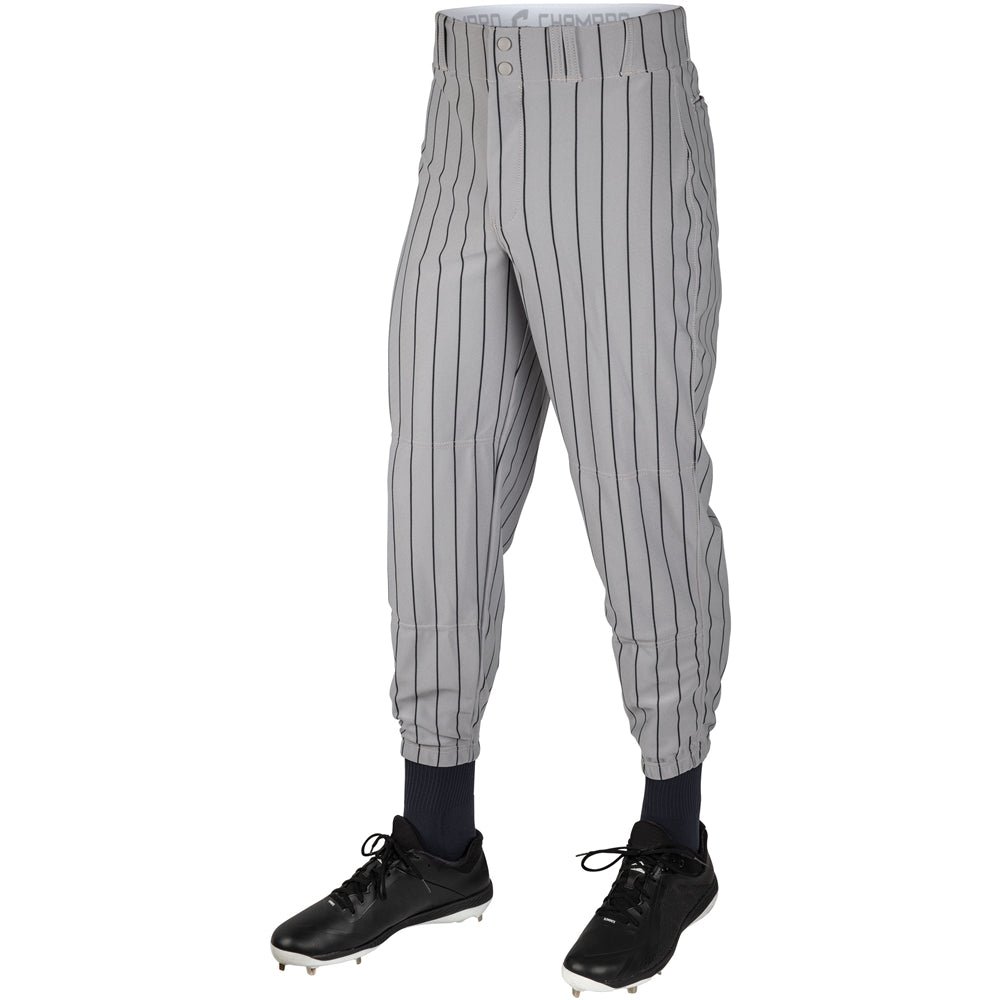 Champro Youth Triple Crown Pinstripe Baseball Pants, Grey, Navy Pin / XL