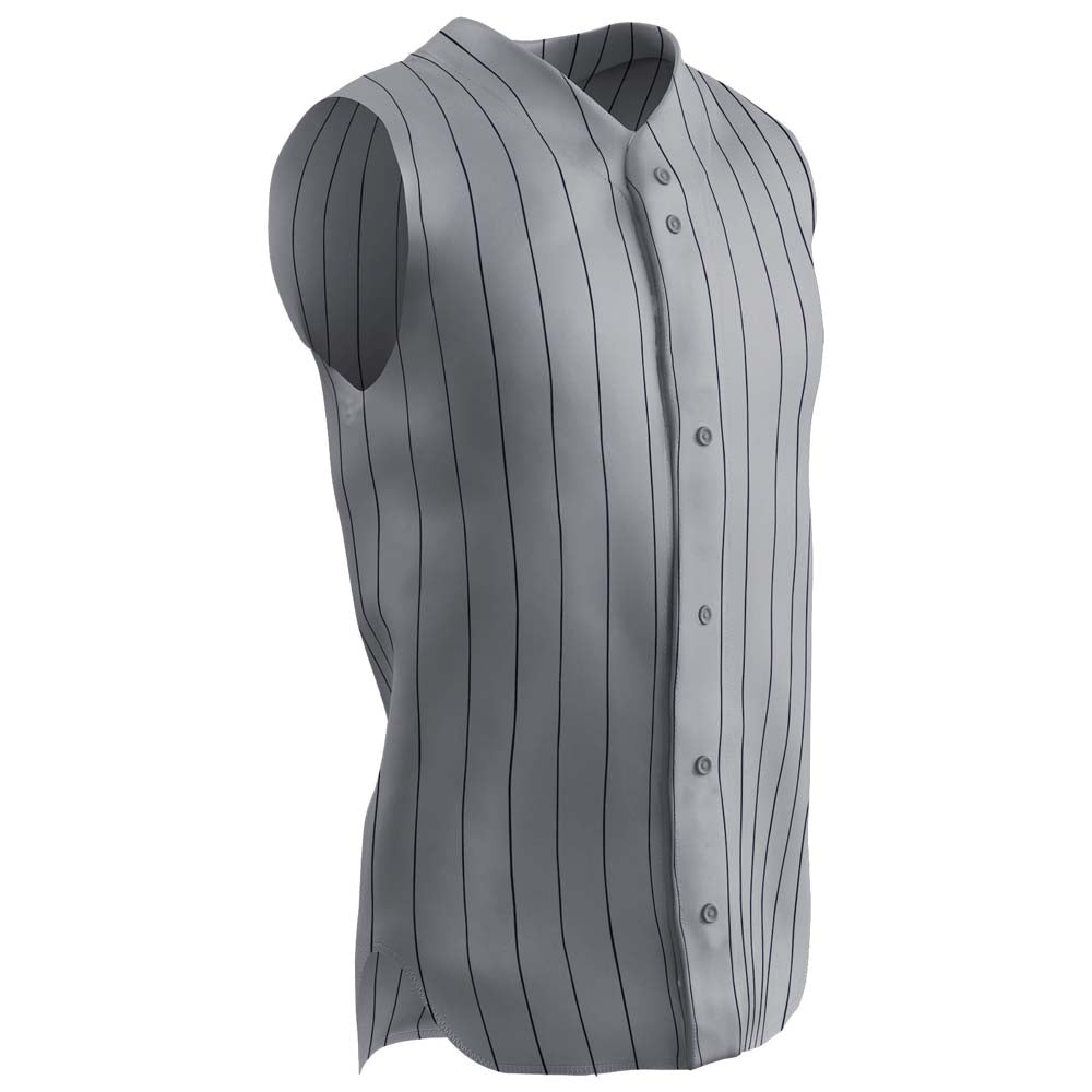 Athletic Knit Full Button Warp Knit Pinstripe Baseball Jersey | Baseball | Full Button | In-Stock | Jerseys 222 White/Black / M