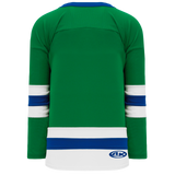 Athletic Knit (AK) H6500A-347 Adult Kelly Green/White/Royal Blue League Hockey Jersey
