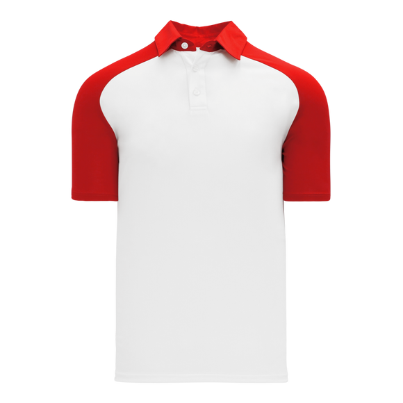 Athletic Knit (AK) A1815A-209 Adult White/Red Short Sleeve Polo Shirt