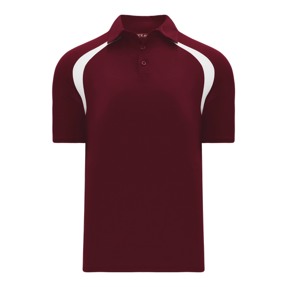 Athletic Knit (AK) A1820A-233 Adult Maroon/White Short Sleeve Polo Shirt