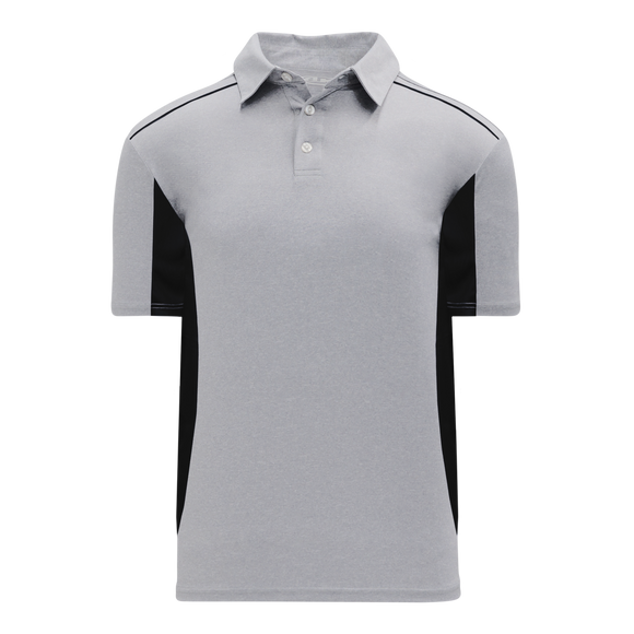 Athletic Knit (AK) A1825A-920 Adult Heather Grey/Black Short Sleeve Polo Shirt