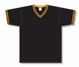Athletic Knit (AK) BA1333A-212 Adult Black/Gold Pullover Baseball Jersey