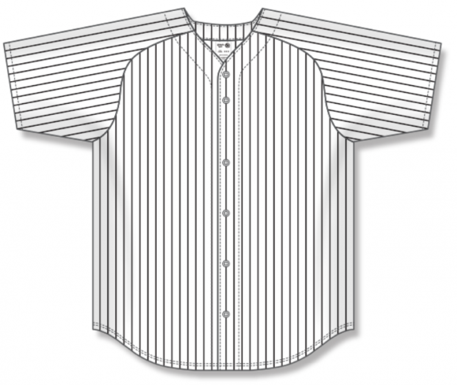 Athletic Knit Full Button Warp Knit Pinstripe Baseball Jersey | Baseball | Full Button | In-Stock | Jerseys 222 White/Black / M