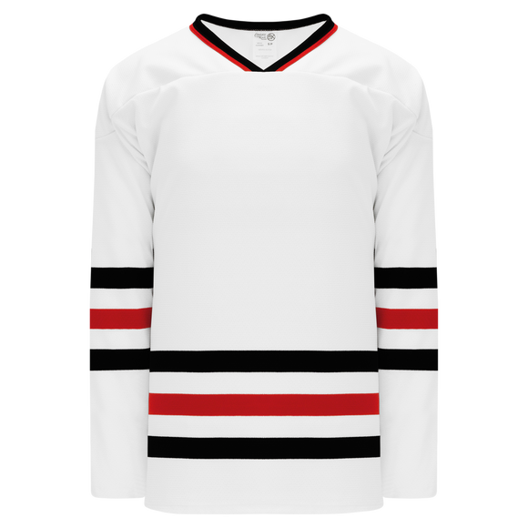 Athletic Knit (AK) H550BKY-CHI305BK Pro Series - Youth Knitted Chicago Blackhawks White Hockey Jersey