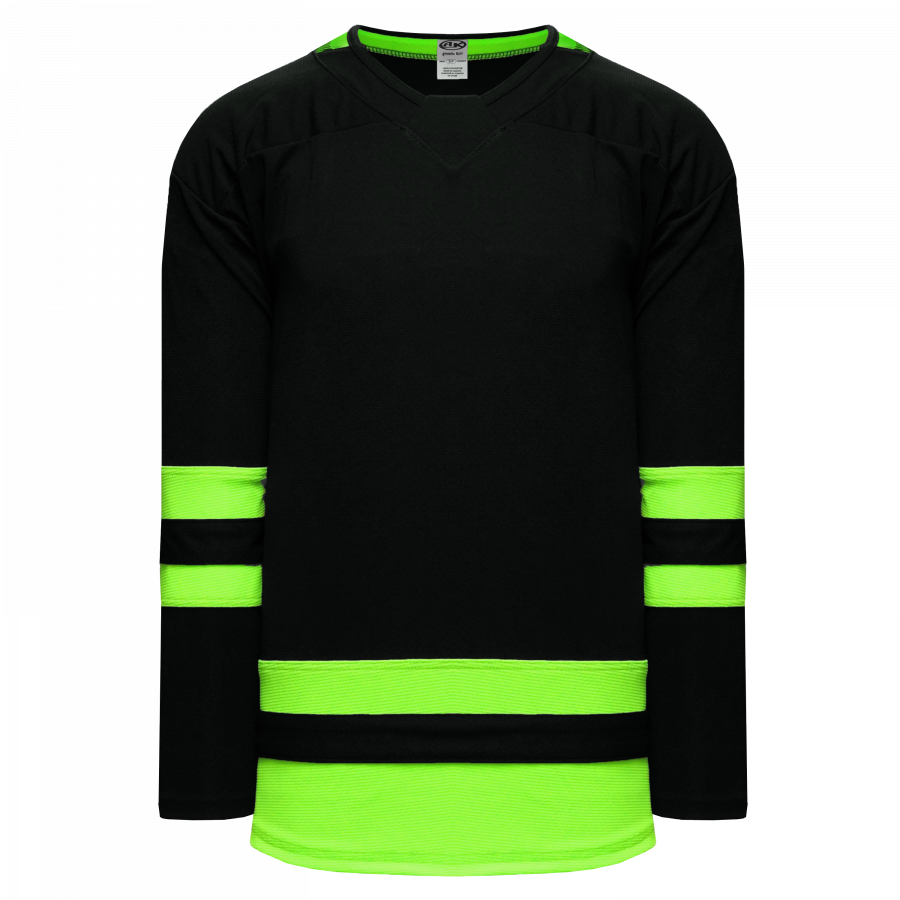 Custom Black Neon Green-White Hockey Jersey Men's Size:S