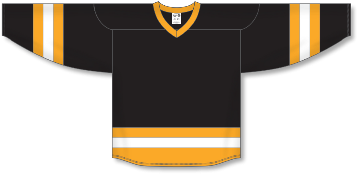 H6500-437 Black/Gold/White League Style Blank Hockey Jerseys Youth Small