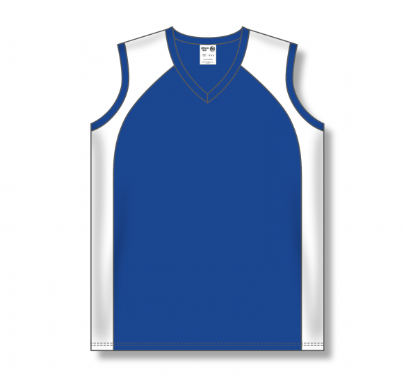 Women's blank blue sleeveless volleyball jersey template on white