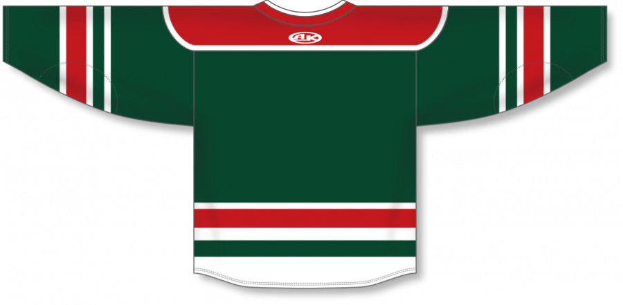 Custom Kelly Green White-Red Hockey Jersey Men's Size:L