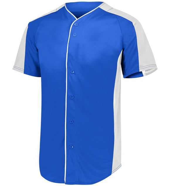 Augusta Royal Blue/White Adult Full-Button Baseball Jersey