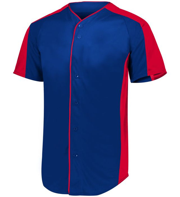 Augusta Navy/Red Adult Full-Button Baseball Jersey