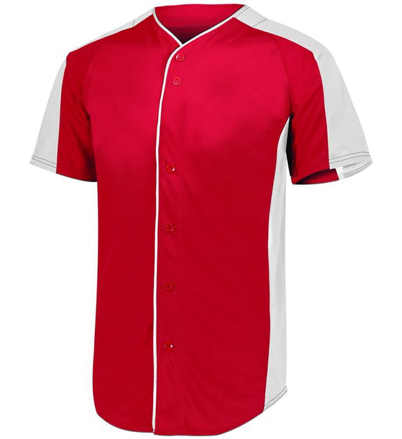 Augusta Red/White Adult Full-Button Baseball Jersey