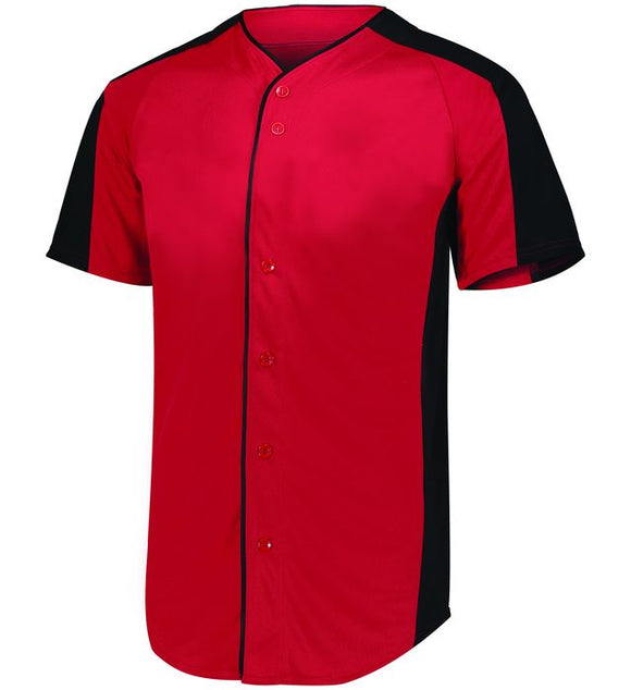 Augusta Red/Black Adult Full-Button Baseball Jersey