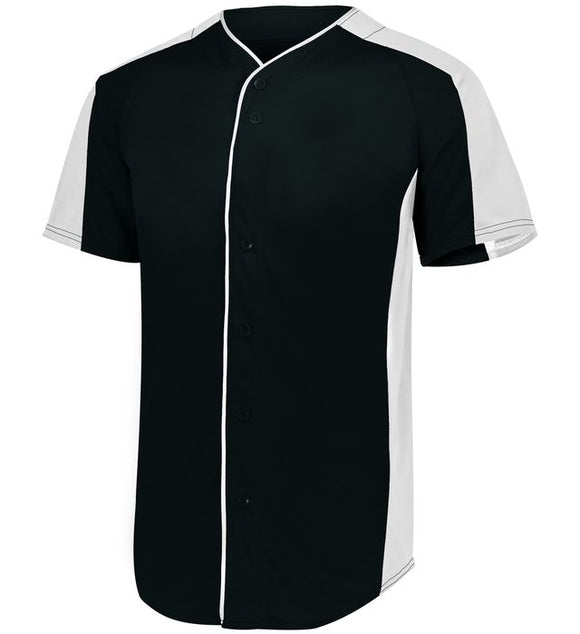 Augusta Black/White Youth Full-Button Baseball Jersey