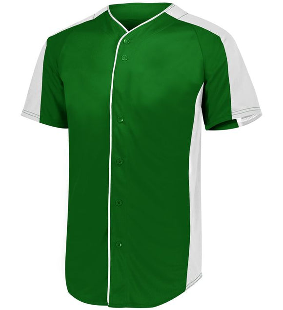Augusta Dark Green/White Youth Full-Button Baseball Jersey
