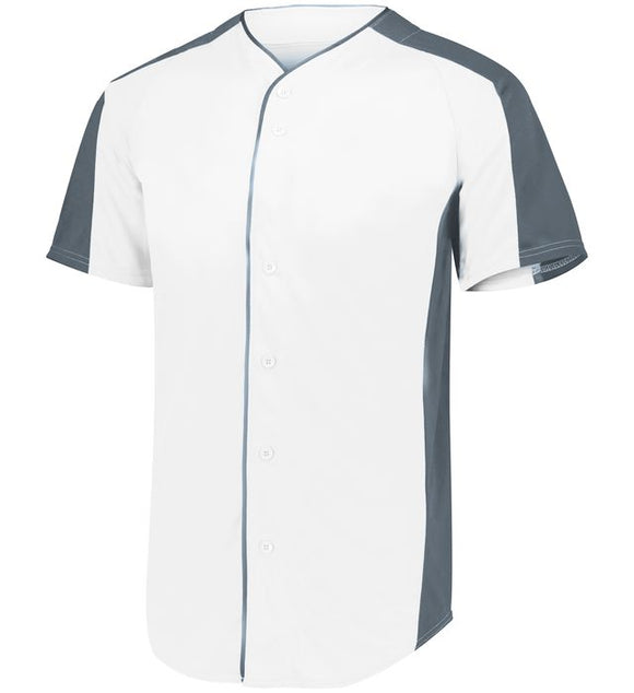 Augusta White/Graphite Adult Full-Button Baseball Jersey