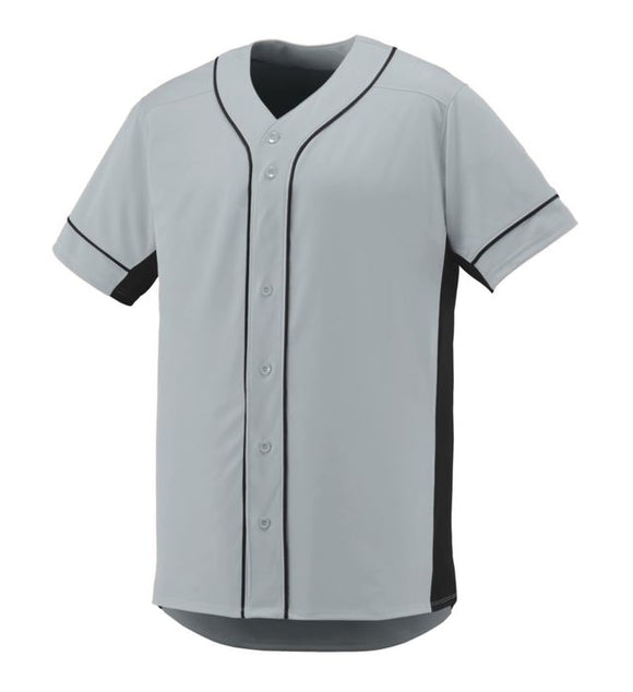 Augusta Slugger Silver/Black Youth Full-Button Baseball Jersey