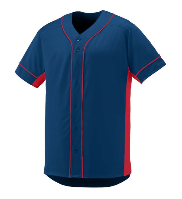Augusta Slugger Navy/Red Adult Full-Button Baseball Jersey