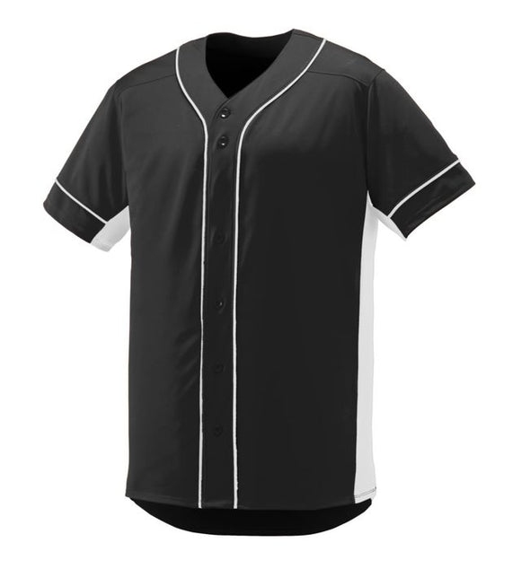 Augusta Slugger Black/White Adult Full-Button Baseball Jersey