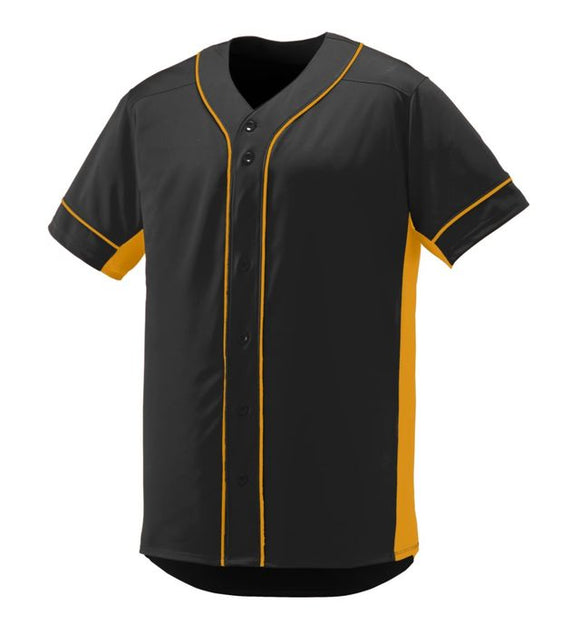 Augusta Slugger Black/Gold Adult Full-Button Baseball Jersey