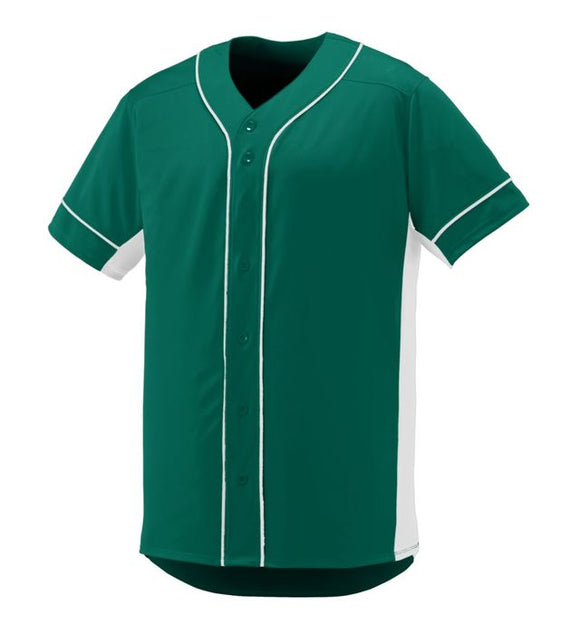 Augusta Slugger Dark Green/White Adult Full-Button Baseball Jersey