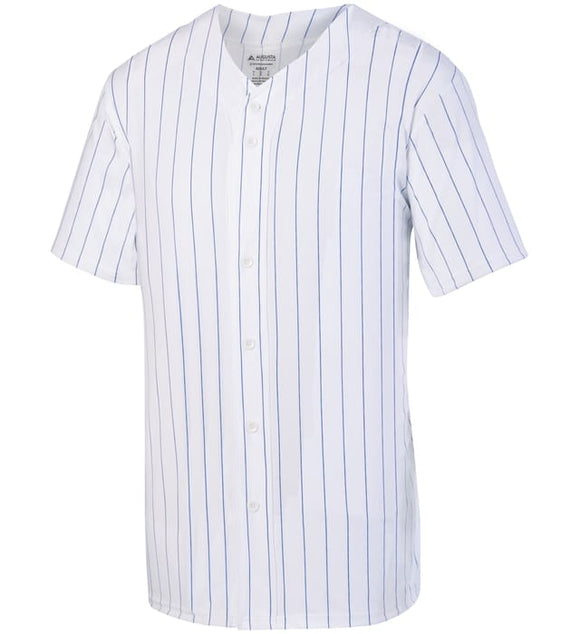 Augusta White with Royal Blue Pinstripes Full-Button Adult Baseball Jersey