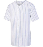 Augusta White with Royal Blue Pinstripes Full-Button Adult Baseball Jersey