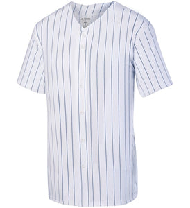 Augusta White with Navy Pinstripes Full-Button Adult Baseball Jersey