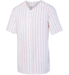 Augusta White with Red Pinstripes Full-Button Adult Baseball Jersey