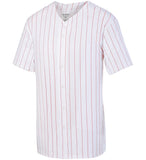 Augusta White with Red Pinstripes Full-Button Adult Baseball Jersey
