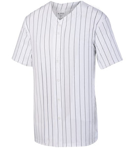 Augusta White with Black Pinstripes Full-Button Adult Baseball Jersey