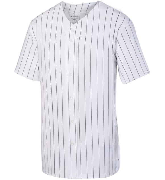 Augusta White with Black Pinstripes Full-Button Adult Baseball Jersey