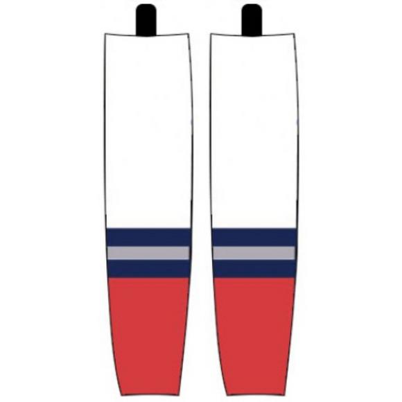 Modelline 1990s New York Rangers Away White Sublimated Mesh Ice Hockey Socks