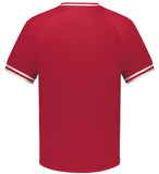 Holloway Scarlet (Red)/White Adult Retro V-Neck Baseball Jersey