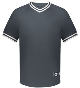 Holloway Graphite/White Adult Retro V-Neck Baseball Jersey