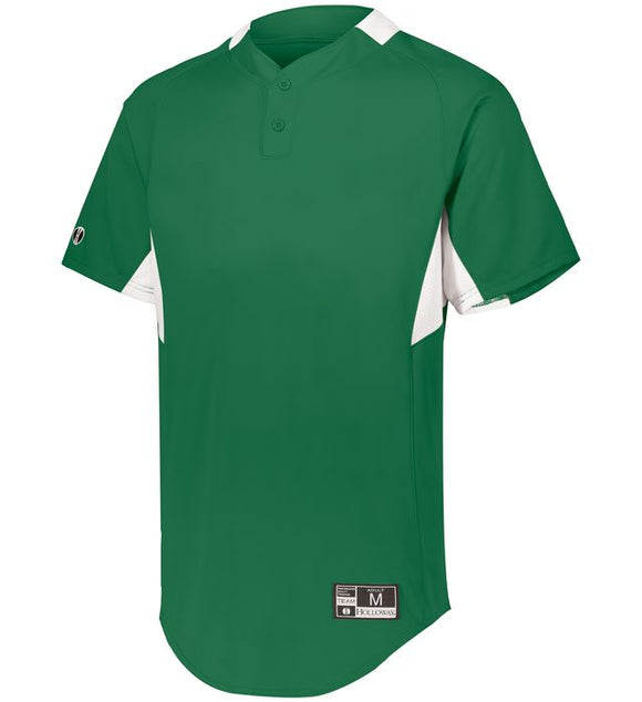 Holloway Game 7 Kelly Green/White Adult Two-Button Baseball Jersey