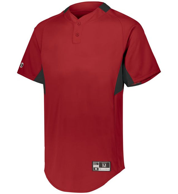 Holloway Game 7 Scarlet Red/Black Adult Two-Button Baseball Jersey