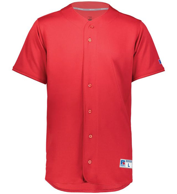 Russell Five Tool True Red Full-Button Front Youth Baseball Jersey