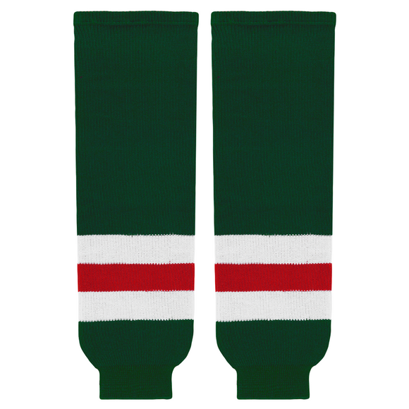 Modelline Dark Green/White/Red Knit Ice Hockey Socks