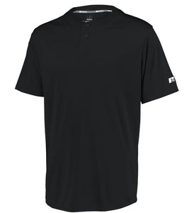 Russell Performance Two-Button Solid Black Youth Baseball Jersey