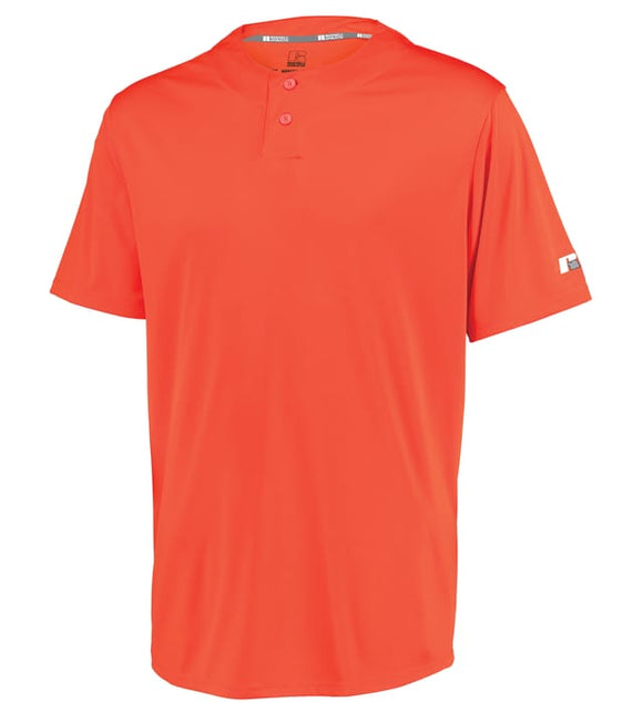 Russell Performance Two-Button Solid Burnt Orange Adult Baseball Jersey