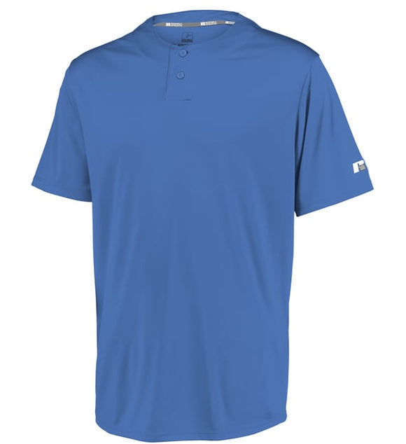 Russell Performance Two-Button Solid Columbia Blue Adult Baseball Jersey