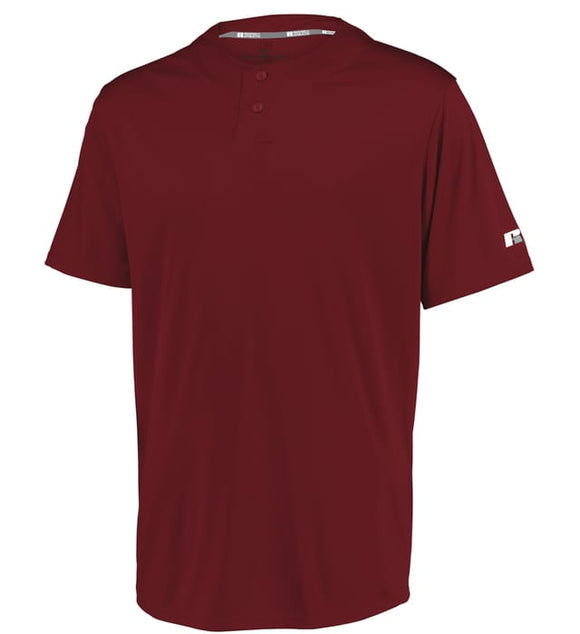 Russell Performance Two-Button Solid Cardinal Red Adult Baseball Jersey
