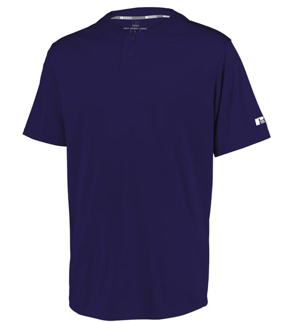 Russell Performance Two-Button Solid Purple Adult Baseball Jersey