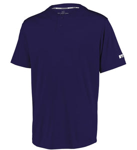 Russell Performance Two-Button Solid Purple Youth Baseball Jersey