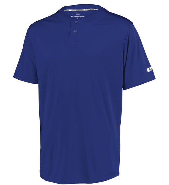 Russell Performance Two-Button Solid Royal Blue Adult Baseball Jersey