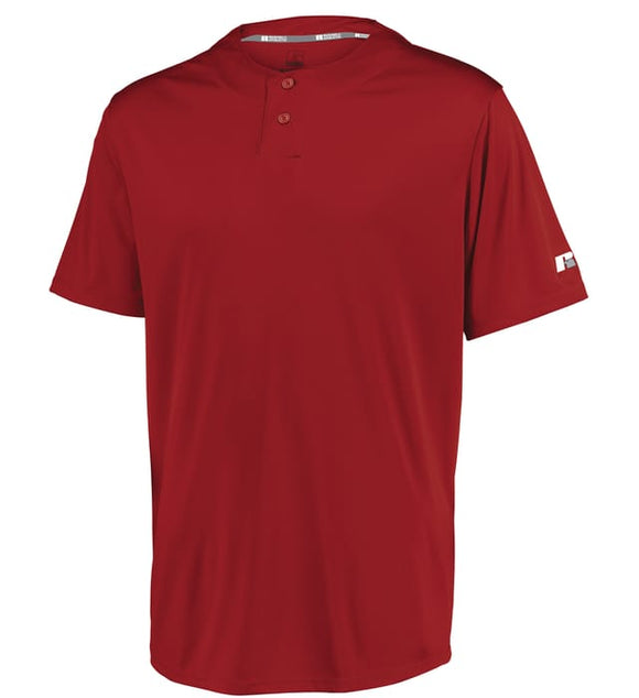 Russell Performance Two-Button Solid True Red Youth Baseball Jersey